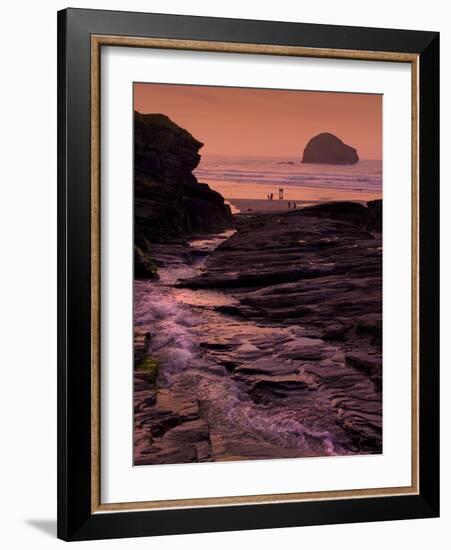 Sunset, Trebarwith Strand, Cornwall, England, United Kingdom, Europe-Jeremy Lightfoot-Framed Photographic Print