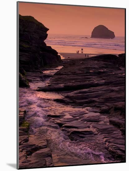 Sunset, Trebarwith Strand, Cornwall, England, United Kingdom, Europe-Jeremy Lightfoot-Mounted Photographic Print