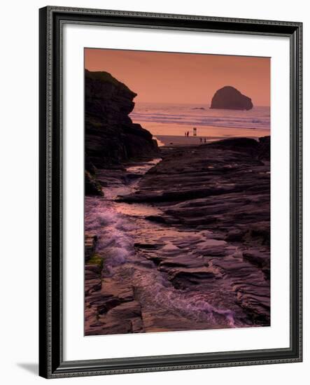 Sunset, Trebarwith Strand, Cornwall, England, United Kingdom, Europe-Jeremy Lightfoot-Framed Photographic Print