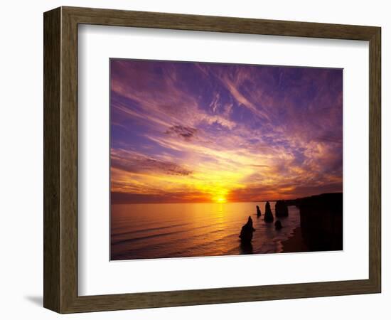 Sunset, Twelve Apostles, Port Campbell National Park, Great Ocean Road, Victoria, Australia-David Wall-Framed Photographic Print