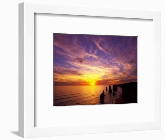 Sunset, Twelve Apostles, Port Campbell National Park, Great Ocean Road, Victoria, Australia-David Wall-Framed Photographic Print