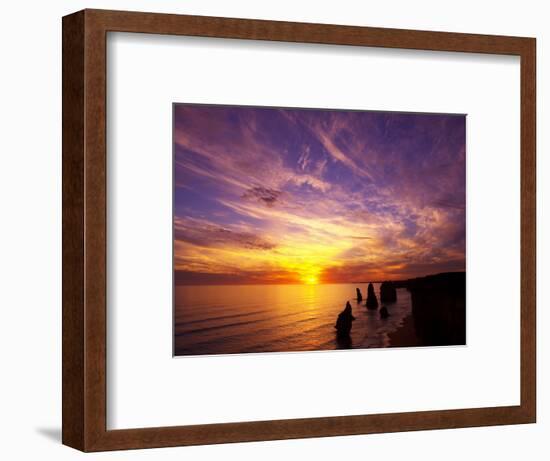 Sunset, Twelve Apostles, Port Campbell National Park, Great Ocean Road, Victoria, Australia-David Wall-Framed Photographic Print