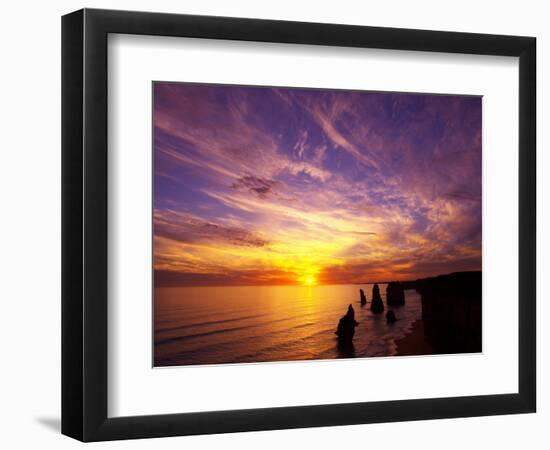 Sunset, Twelve Apostles, Port Campbell National Park, Great Ocean Road, Victoria, Australia-David Wall-Framed Photographic Print