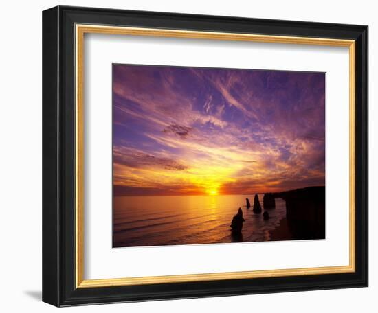 Sunset, Twelve Apostles, Port Campbell National Park, Great Ocean Road, Victoria, Australia-David Wall-Framed Photographic Print