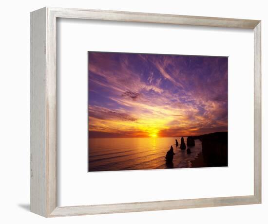 Sunset, Twelve Apostles, Port Campbell National Park, Great Ocean Road, Victoria, Australia-David Wall-Framed Photographic Print