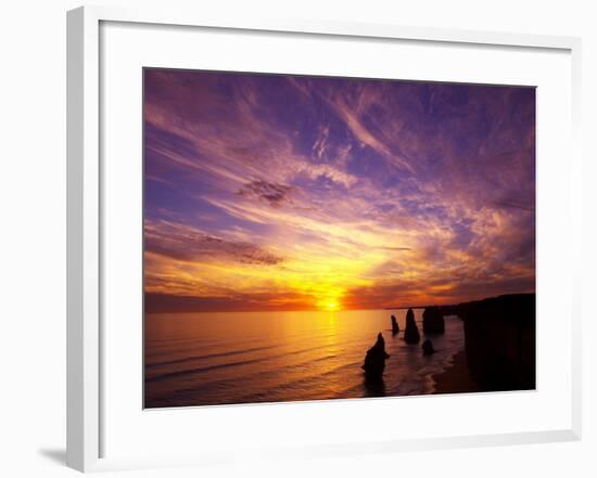 Sunset, Twelve Apostles, Port Campbell National Park, Great Ocean Road, Victoria, Australia-David Wall-Framed Photographic Print