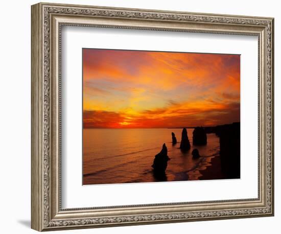 Sunset, Twelve Apostles, Port Campbell National Park, Great Ocean Road, Victoria, Australia-David Wall-Framed Photographic Print