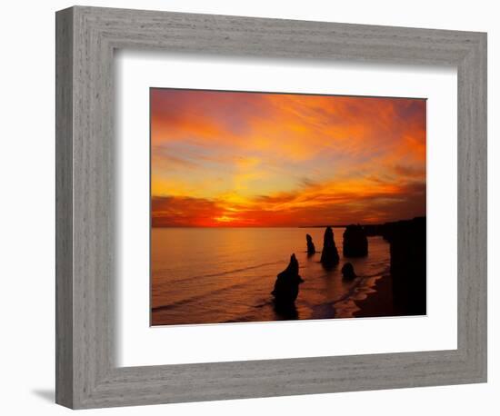 Sunset, Twelve Apostles, Port Campbell National Park, Great Ocean Road, Victoria, Australia-David Wall-Framed Photographic Print