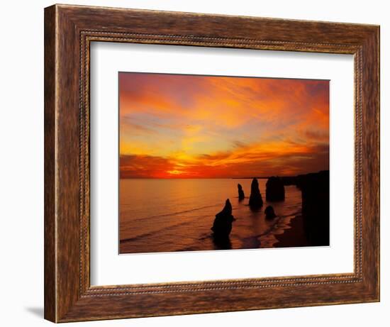 Sunset, Twelve Apostles, Port Campbell National Park, Great Ocean Road, Victoria, Australia-David Wall-Framed Photographic Print