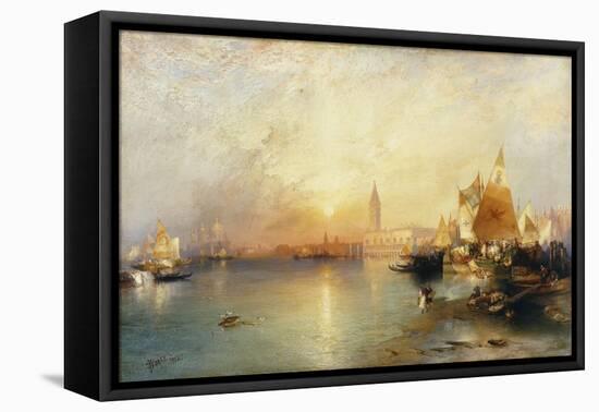 Sunset, Venice; Santa Maria and the Ducal Palace-Moran Thomas-Framed Premier Image Canvas