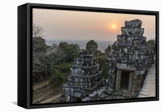 Sunset View from Phnom Bakheng, Angkor, UNESCO World Heritage Site, Siem Reap, Cambodia, Indochina-Michael Nolan-Framed Premier Image Canvas
