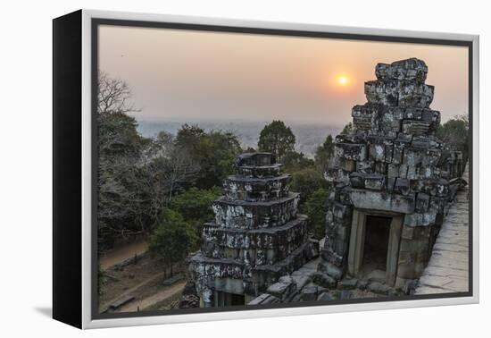 Sunset View from Phnom Bakheng, Angkor, UNESCO World Heritage Site, Siem Reap, Cambodia, Indochina-Michael Nolan-Framed Premier Image Canvas