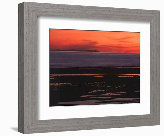 Sunset View from Walney Island Near Barrow-In-Furness Towards Isle of Man Lake District-null-Framed Photographic Print