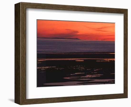 Sunset View from Walney Island Near Barrow-In-Furness Towards Isle of Man Lake District-null-Framed Photographic Print