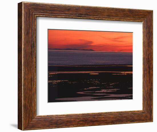 Sunset View from Walney Island Near Barrow-In-Furness Towards Isle of Man Lake District-null-Framed Photographic Print