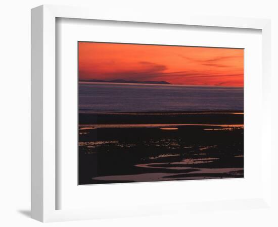 Sunset View from Walney Island Near Barrow-In-Furness Towards Isle of Man Lake District-null-Framed Photographic Print