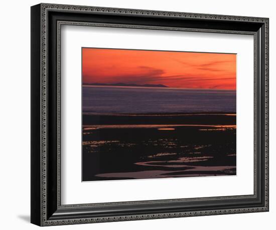 Sunset View from Walney Island Near Barrow-In-Furness Towards Isle of Man Lake District-null-Framed Photographic Print