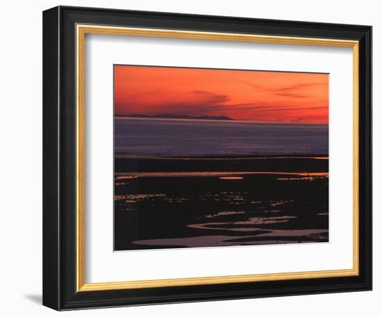 Sunset View from Walney Island Near Barrow-In-Furness Towards Isle of Man Lake District-null-Framed Photographic Print