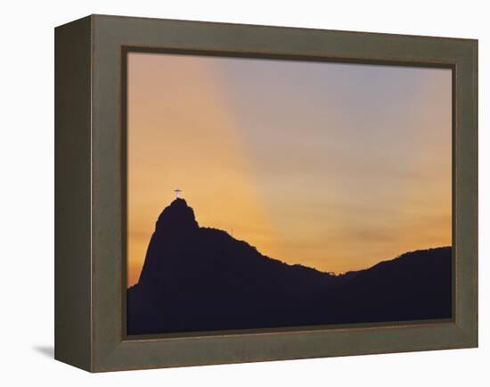 Sunset view of Christ the Redeemer statue and Corcovado Mountain, Rio de Janeiro, Brazil, South Ame-Karol Kozlowski-Framed Premier Image Canvas