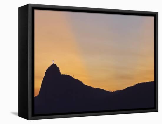 Sunset view of Christ the Redeemer statue and Corcovado Mountain, Rio de Janeiro, Brazil, South Ame-Karol Kozlowski-Framed Premier Image Canvas