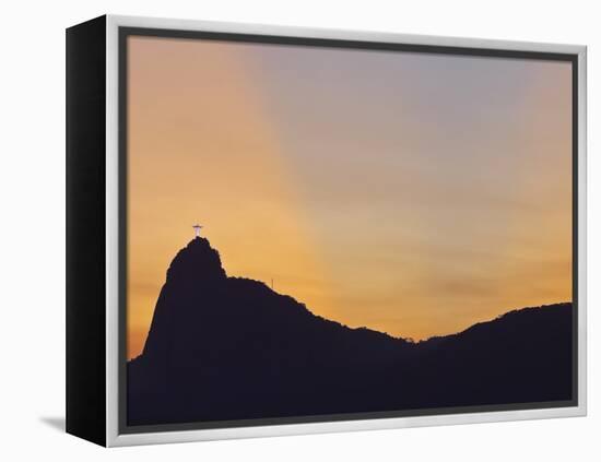 Sunset view of Christ the Redeemer statue and Corcovado Mountain, Rio de Janeiro, Brazil, South Ame-Karol Kozlowski-Framed Premier Image Canvas