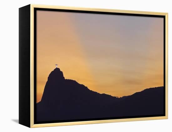 Sunset view of Christ the Redeemer statue and Corcovado Mountain, Rio de Janeiro, Brazil, South Ame-Karol Kozlowski-Framed Premier Image Canvas