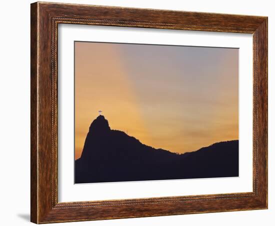 Sunset view of Christ the Redeemer statue and Corcovado Mountain, Rio de Janeiro, Brazil, South Ame-Karol Kozlowski-Framed Photographic Print