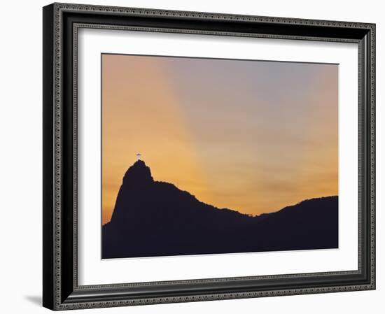 Sunset view of Christ the Redeemer statue and Corcovado Mountain, Rio de Janeiro, Brazil, South Ame-Karol Kozlowski-Framed Photographic Print