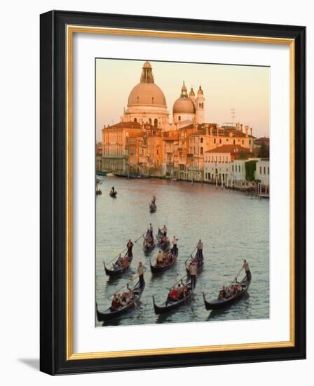 Sunset View of Gondolas in the Grand Canal and the Santa Maria Della Salute, Venice, Italy-Janis Miglavs-Framed Photographic Print