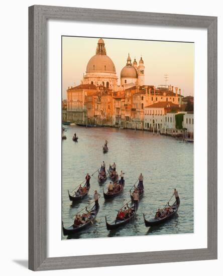 Sunset View of Gondolas in the Grand Canal and the Santa Maria Della Salute, Venice, Italy-Janis Miglavs-Framed Photographic Print