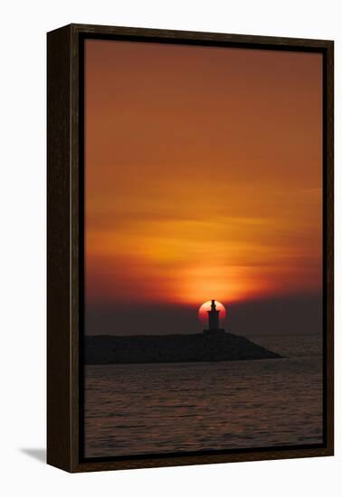 Sunset View of Lighthouse in Manila Bay, Manila, Philippines-Keren Su-Framed Premier Image Canvas