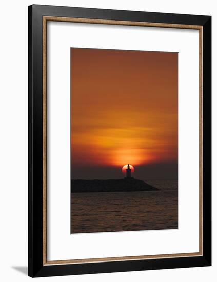 Sunset View of Lighthouse in Manila Bay, Manila, Philippines-Keren Su-Framed Photographic Print