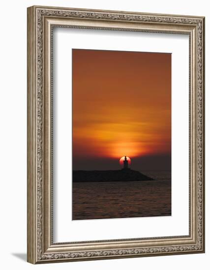 Sunset View of Lighthouse in Manila Bay, Manila, Philippines-Keren Su-Framed Photographic Print