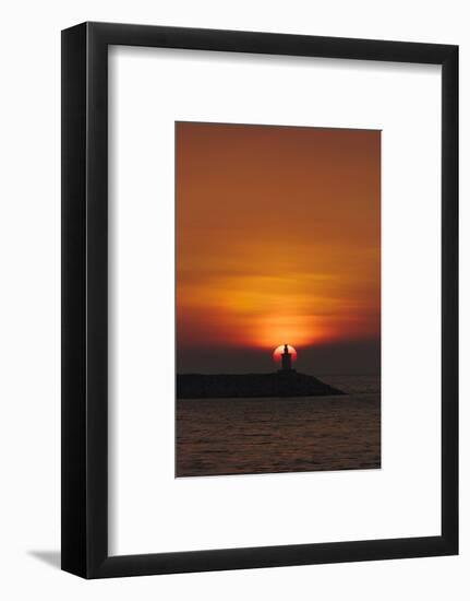 Sunset View of Lighthouse in Manila Bay, Manila, Philippines-Keren Su-Framed Photographic Print