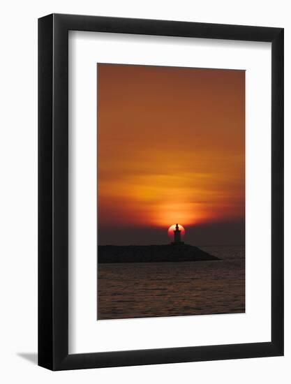 Sunset View of Lighthouse in Manila Bay, Manila, Philippines-Keren Su-Framed Photographic Print