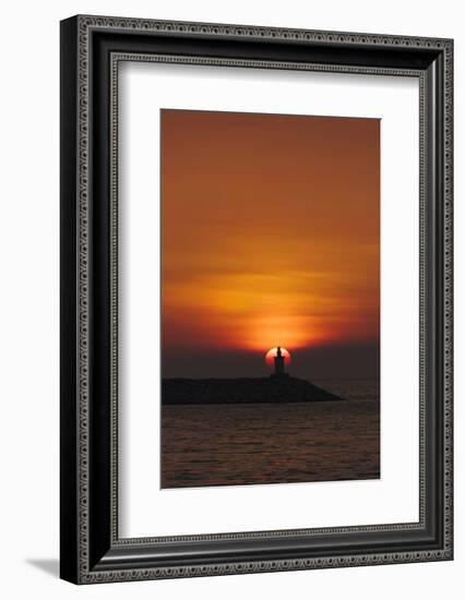 Sunset View of Lighthouse in Manila Bay, Manila, Philippines-Keren Su-Framed Photographic Print