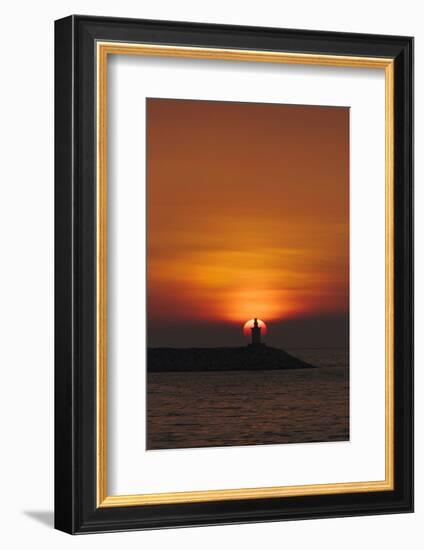 Sunset View of Lighthouse in Manila Bay, Manila, Philippines-Keren Su-Framed Photographic Print