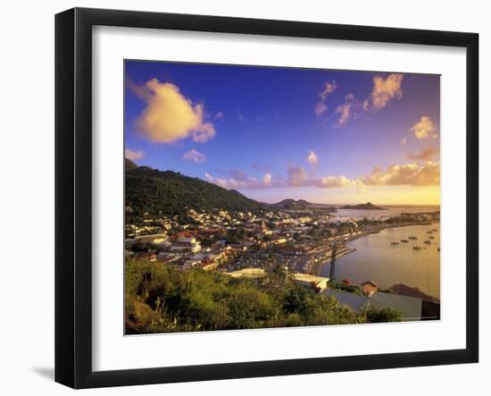 Sunset View of Marigot from Ft Louis, St. Martin, Caribbean-Walter Bibikow-Framed Photographic Print