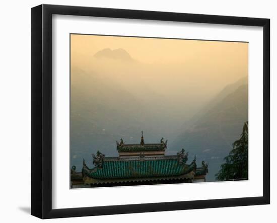 Sunset View of Qu Yuan Temple, Yangtze River, China-Keren Su-Framed Photographic Print
