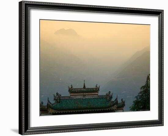 Sunset View of Qu Yuan Temple, Yangtze River, China-Keren Su-Framed Photographic Print