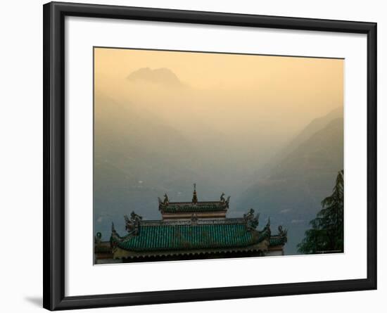 Sunset View of Qu Yuan Temple, Yangtze River, China-Keren Su-Framed Photographic Print