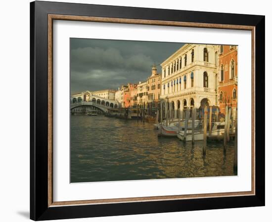 Sunset View of Storm Clouds and Boats on the Grand Canal, Venice, Italy-Janis Miglavs-Framed Photographic Print