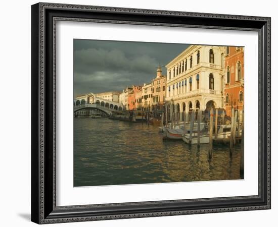 Sunset View of Storm Clouds and Boats on the Grand Canal, Venice, Italy-Janis Miglavs-Framed Photographic Print