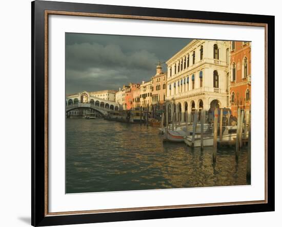 Sunset View of Storm Clouds and Boats on the Grand Canal, Venice, Italy-Janis Miglavs-Framed Photographic Print