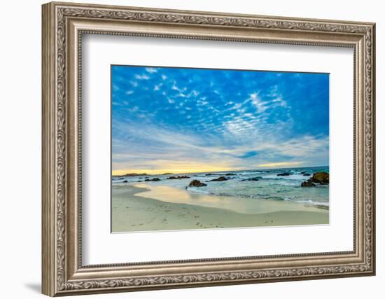 Sunset view of the beach overlooking the ocean, Carmel, California-Laura Grier-Framed Photographic Print