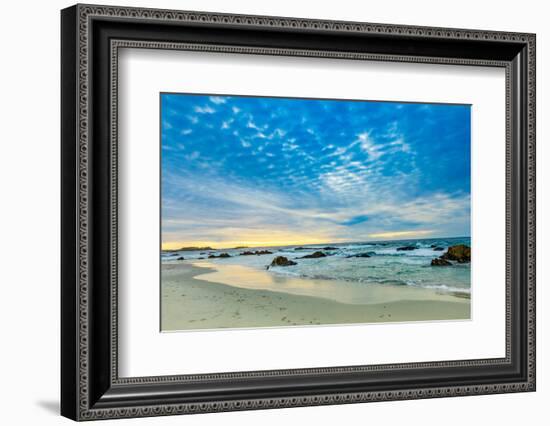 Sunset view of the beach overlooking the ocean, Carmel, California-Laura Grier-Framed Photographic Print