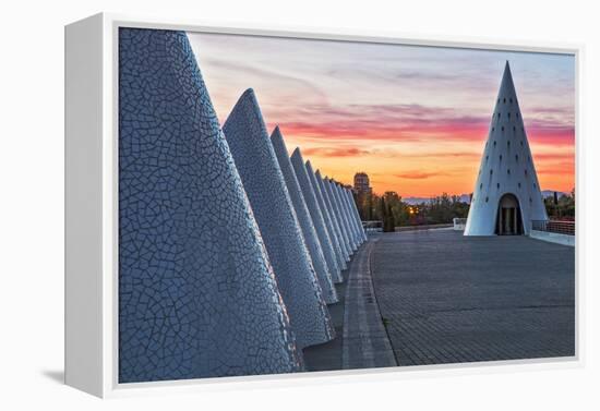 Sunset View of Umbracle Adjacent to El Palau De Les Arts Reina Sofia, City of Arts and Sciences-Cahir Davitt-Framed Premier Image Canvas