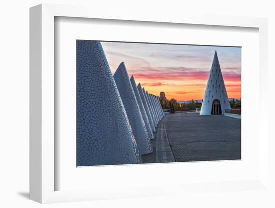 Sunset View of Umbracle Adjacent to El Palau De Les Arts Reina Sofia, City of Arts and Sciences-Cahir Davitt-Framed Photographic Print