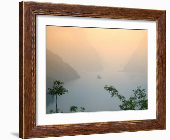 Sunset View of Xiling Gorge, Three Gorges, Yangtze River, China-Keren Su-Framed Photographic Print