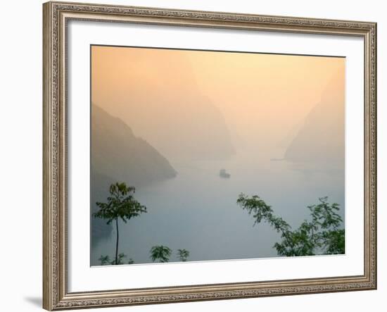 Sunset View of Xiling Gorge, Three Gorges, Yangtze River, China-Keren Su-Framed Photographic Print